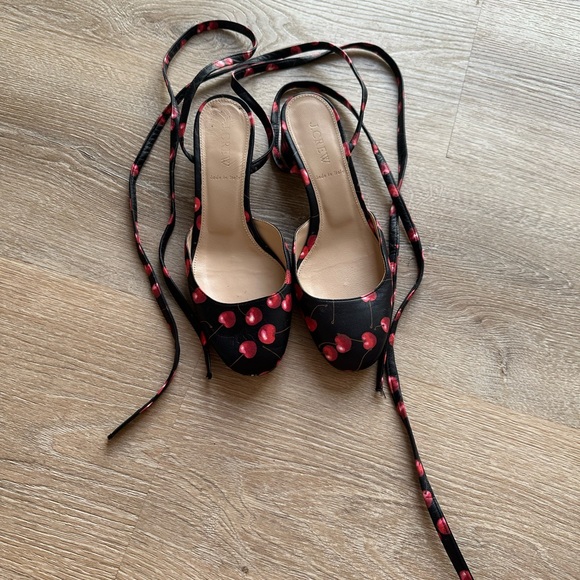 J. Crew Cherry Ankle Wrap Sandals🍒 - Picture 2 of 4